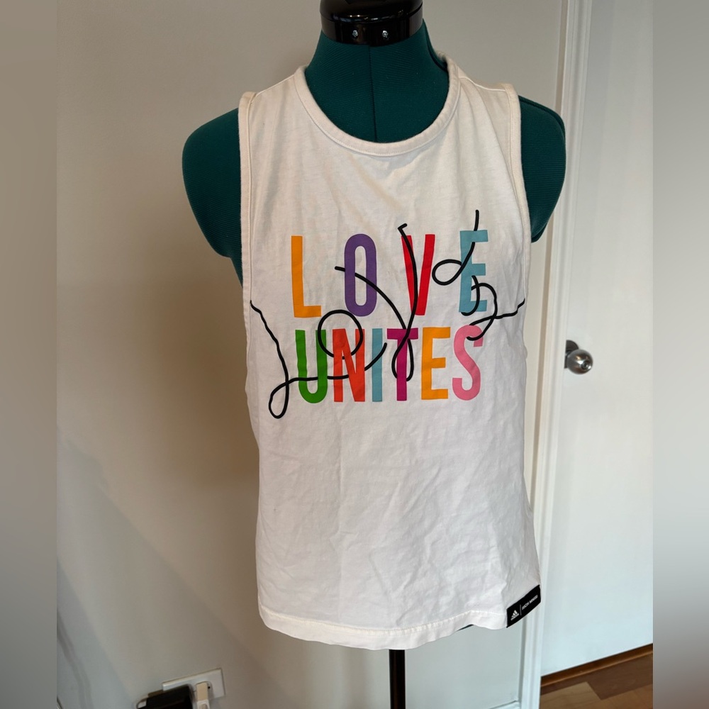 Adidas & Rich Mnisi Colab White Tank Top with “Love Unites” Art, sold out